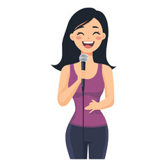 a girl holding up a microphone to sing