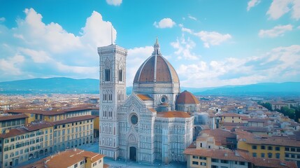 Obraz premium Stunning aerial view of florence cathedral and cityscape