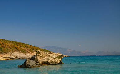 Naklejka premium Zakynthos August 2024, amazing multicolored and surprising landscapes