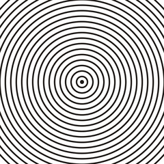 Many dense concentric black and white circles create a hypnotic effect and visual disturbances