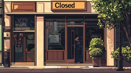 Fototapeta premium Simple Illustration of a Closed Storefront