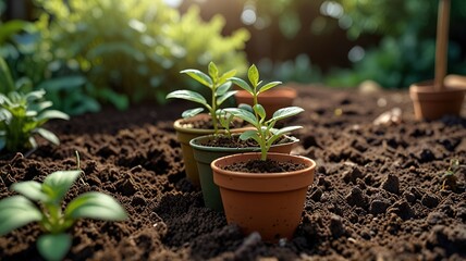 Concept of plants growing in the garden, eco concept