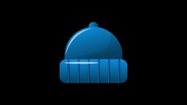  Winter Cap Icon. Cap icon animation in flat line style on transparent background. cap icon animation. 