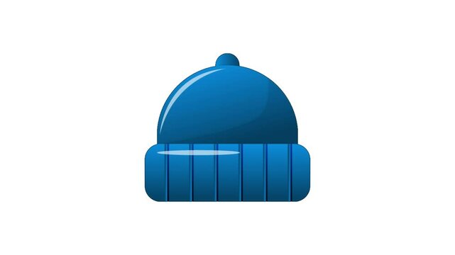  Winter Cap Icon. Cap icon animation in flat line style on transparent background. cap icon animation. 