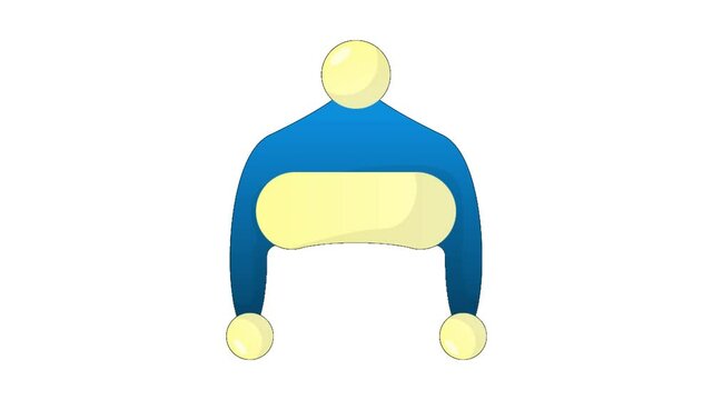  Winter Cap Icon. Cap icon animation in flat line style on transparent background. cap icon animation. 