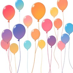 Colorful balloons floating with ribbon tied