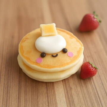 Unos panquecillos sonrientes, con muchas fresas