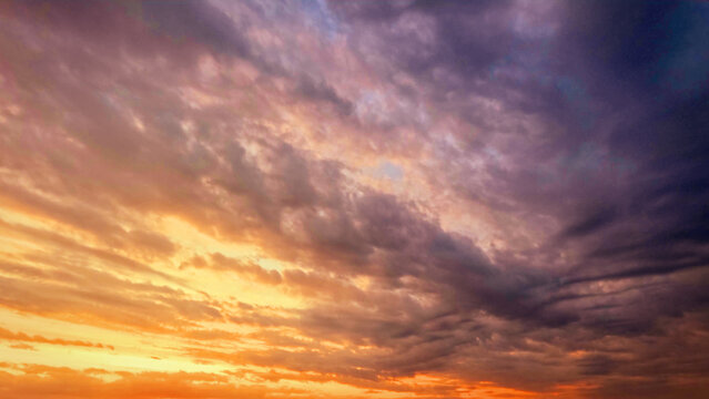 nice sunrise golden clouds on the sky background - photo of nature