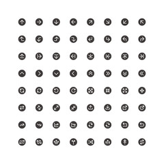 シンプルな矢印のアイコンセット 黒丸ボタンデザイン