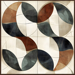 Geometric and Organic Doodle Tile and Carpet Designs with White Borders | Hand-drawn, Abstract, Floral, and Symmetrical Patterns in Soft Pastel and Earth Tones