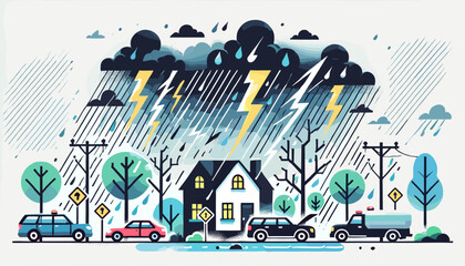 Conceptual vector illustration of hurricane (storm surge).