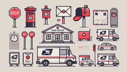 Conceptual vector illustration of postal service.