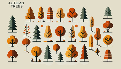 Conceptual vector illustration of autumn tree.