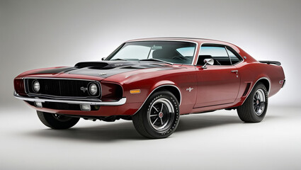 "Vintage Red Muscle Car - Iconic Classic Car Photography"