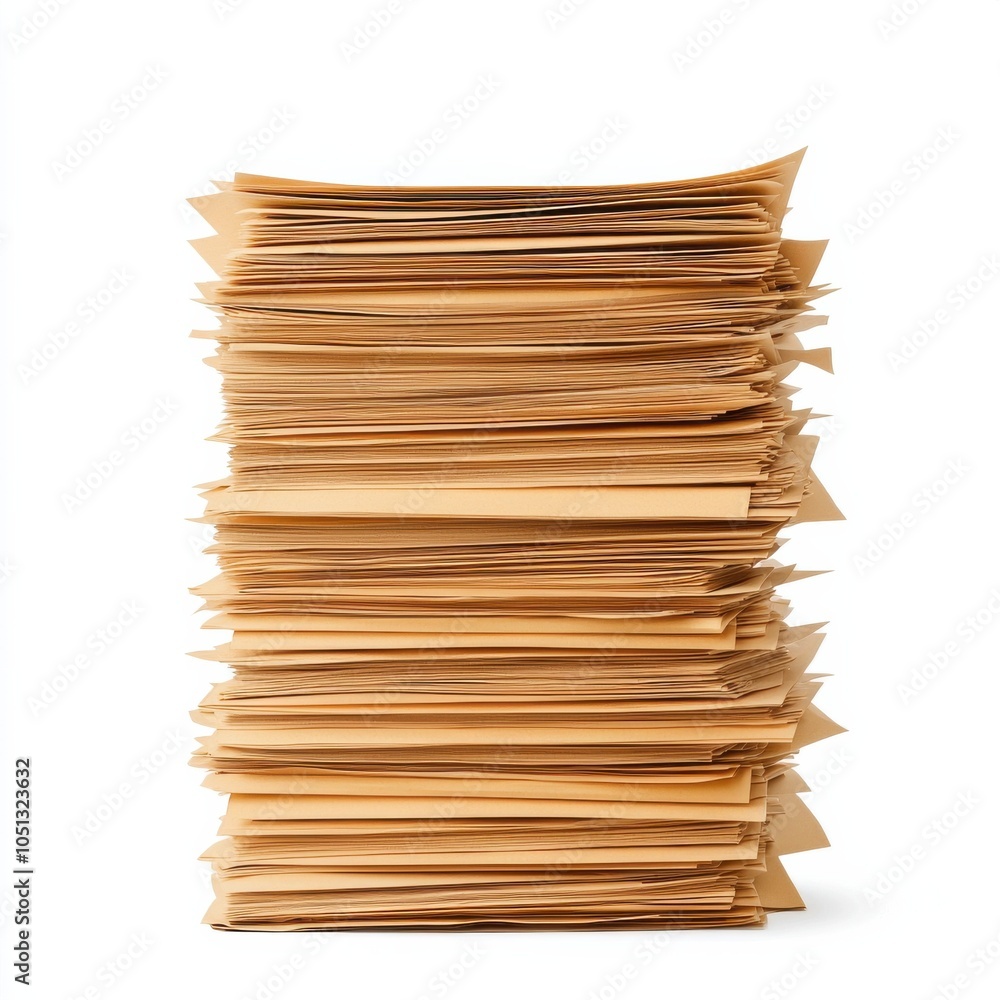 Poster a neat stack of brown folders or documents, emphasizing organization and readiness for filing or rev