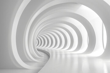 Obraz premium Abstract white background with lines in the form of an arch, curved surface. Vector illustration. Abstract wallpaper for design, presentation and banner on website page, clean background