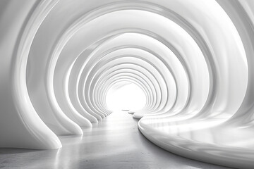 Obraz premium Abstract white background with lines in the form of an arch, curved surface. Vector illustration. Abstract wallpaper for design, presentation and banner on website page, clean background