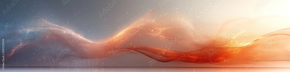 Poster abstract waves of color and light creating a serene atmosphere.