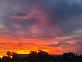 sunset over the city