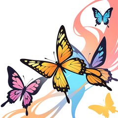 Colorful monarch butterfly in a vector illustration white background