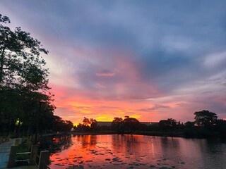 sunset over the river