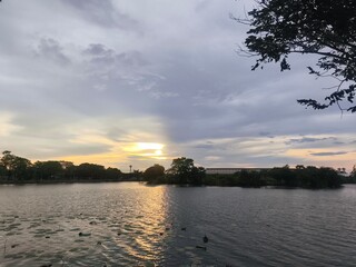 sunset over the river