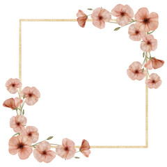 Watercolor Red Poppy Flower Frame