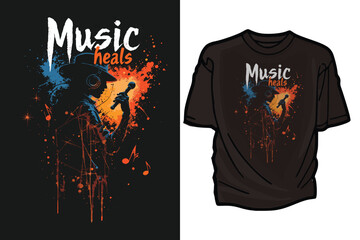 Music heals, music t-shirt design