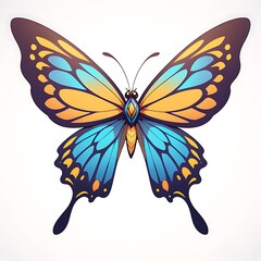 Colorful monarch butterfly in a vector illustration white background