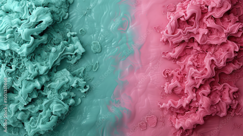 Aufkleber vibrant abstract composition featuring swirling textures in teal and pink, creating dynamic visual c