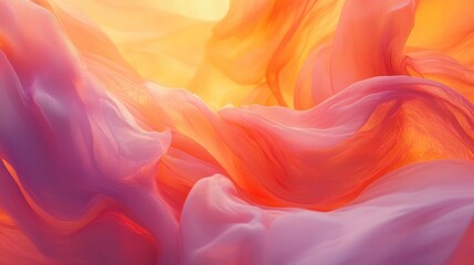 Obraz premium Abstract background with soft pink and orange flowing fabric with light shining through.
