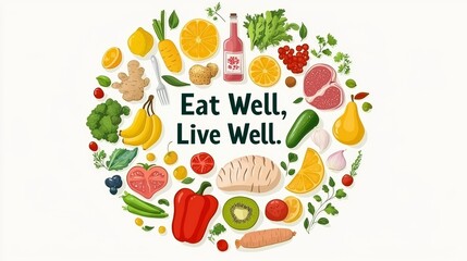Nourish Your Body: Cancer Prevention Through Healthy Eating - Vibrant Digital Illustration with Fresh Foods and Positive Messaging