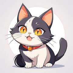 Obraz premium Adorable cartoon tabby cat in a vector illustration white background