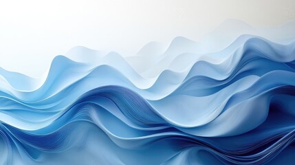 Fototapeta premium Abstract blue wavy background with a white background.