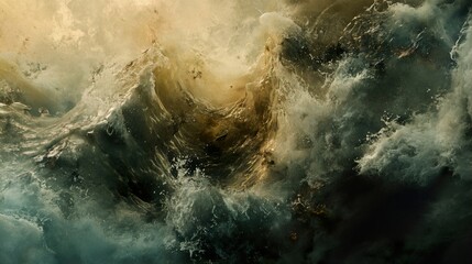 Fototapeta premium Turbulent Ocean Waves: A Dramatic Seascape