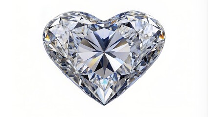Fototapeta premium Diamond heart isolated on white background with clipping path, diamond, heart, love, precious, gem, jewel, shiny