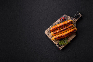 Chicken or pork sausages with salt, spices and herbs