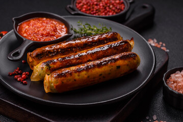 Chicken or pork sausages with salt, spices and herbs