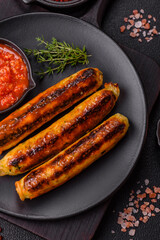 Chicken or pork sausages with salt, spices and herbs