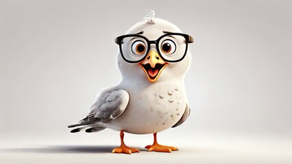 A cartoon style Seagull bird funny isolated on a white background
