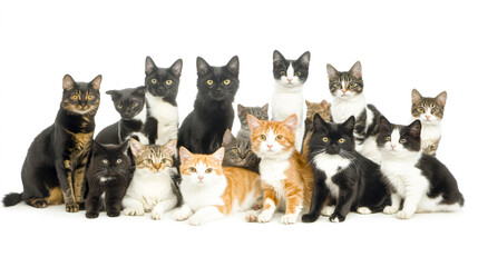 Diverse Group of Cats in Studio Setting
