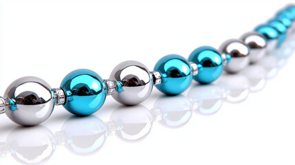 Silver and blue baubles create stunning visual effect with soft shadows on white background, adding touch of elegance and charm to any decor