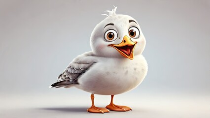 A cartoon style Seagull bird funny isolated on a white background