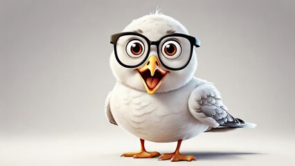 A cartoon style Seagull bird funny isolated on a white background