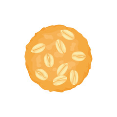 Wholegrain cookie with oat flakes. Vector cartoon flat illustration of healthy food.