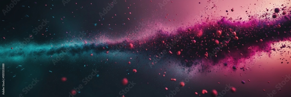 Poster abstract data storm with particles flowing through a dark void