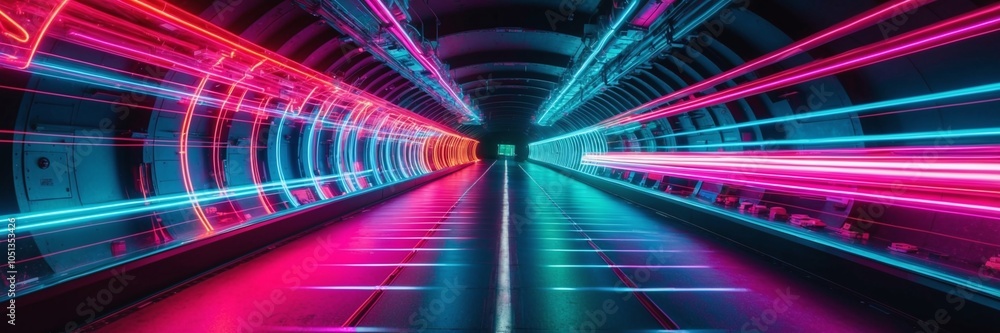 Aufkleber neon pulses of light forming abstract patterns in a technological tunnel