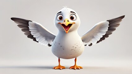 A cartoon style Seagull bird funny isolated on a white background