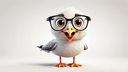 A cartoon style Seagull bird funny isolated on a white background