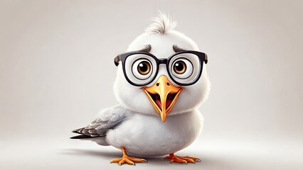 A cartoon style Seagull bird funny isolated on a white background
